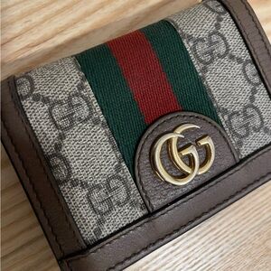 Authentic Beige GG Supreme Web Ophidia Bifold Wallet